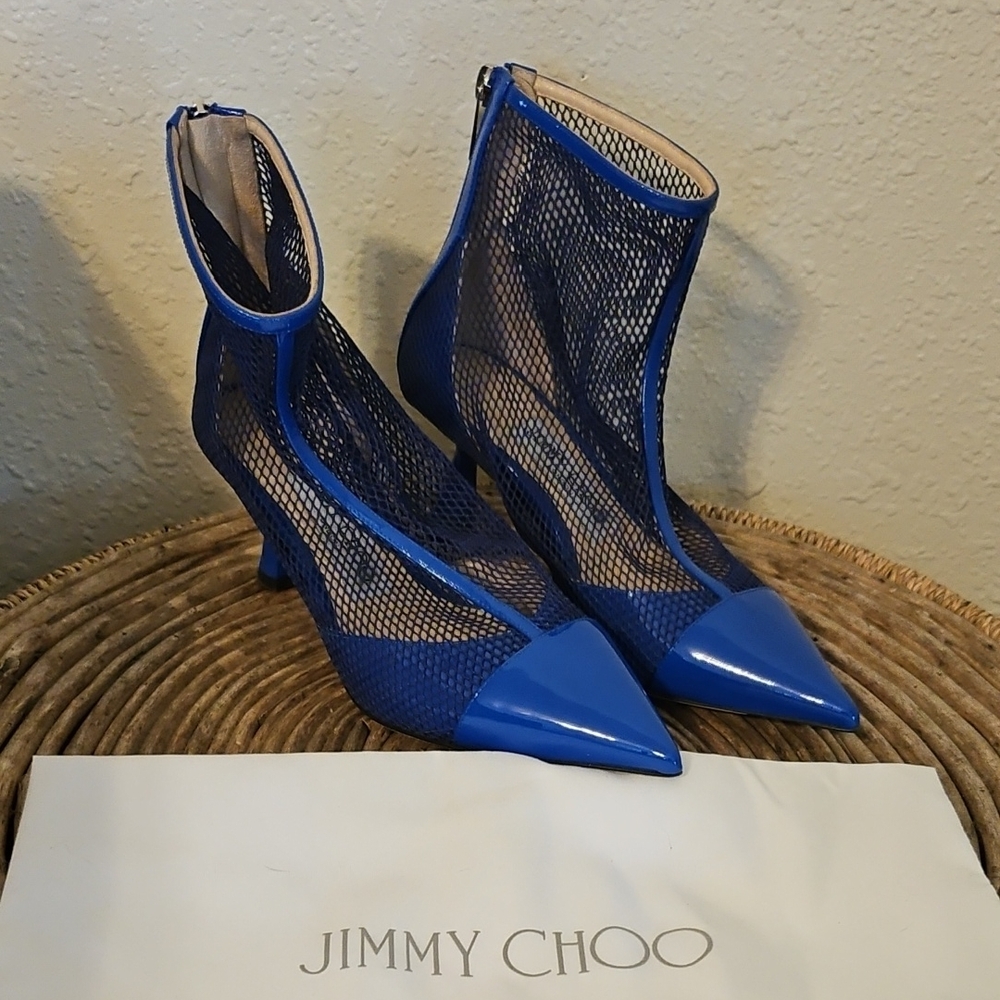 Jimmy Choo Vibrant Blue Mesh Heels